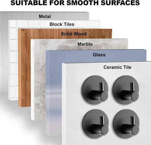 Miniatura 7 de Ganchos para Toallas de Baño (Paquete de 4) Gancho Adhesivo para Toallas Ganchos de Ducha para Interior de Ducha - Ganchos Adhesivos de Pared