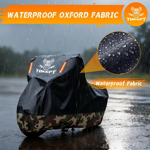 Miniatura 5 de Funda impermeable para motocicleta, bolsa de almacenamiento para exteriores, hecha de material resistente con agujeros de bloqueo y tira