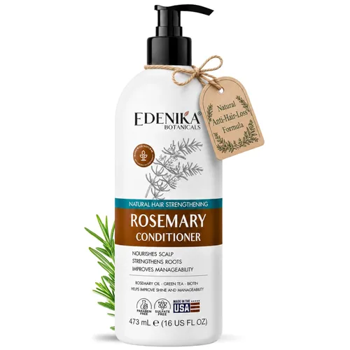 Edenika Botanicals Tratamiento de Acondicionador con Aceite de Romero y Biotina para Cabello Delgado, Anti-Caída, Desenredante, Nutritivo y