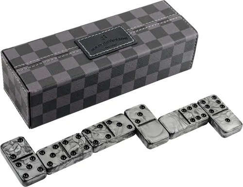 Miniatura 7 de Juego de dominó para adultos - Juego de dominó jumbo doble 6 - 28 fichas gruesas de mármol negro y gris - Juego de dominó para adultos y niños