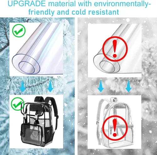 Miniatura 5 de Mochila transparente, aprobada por el estadio, para niñas y niños, mochila transparente de PVC resistente para mujeres y hombres