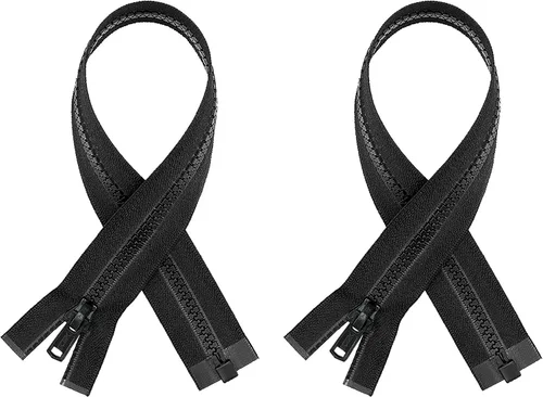 Miniatura 4 de AMORNPHAN 2 cremalleras moldeadas inferiores de 30 pulgadas, color negro #5, dientes de plástico, cierre a granel, resistente para coser, abrigos
