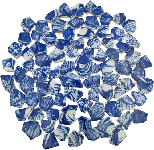 Miniatura 16 de Azulejos de mosaico de cerámica de porcelana de 1.1 libras, azulejos de mosaico irregulares rotos para suelo de manualidades, cocina, piscina