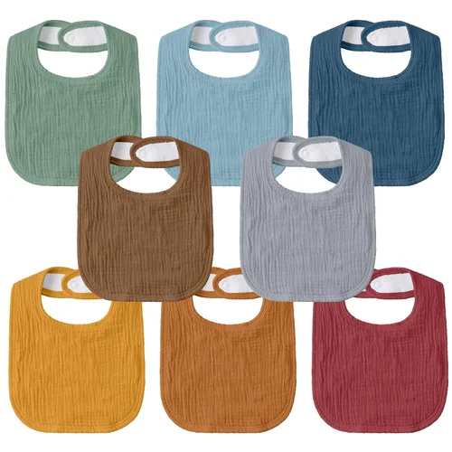 Miniatura 19 de Baberos de muselina para bebé, paquete de 8, baberos para babear y dentición para bebé, absorbentes, suaves de algodón orgánico, babero ajustable