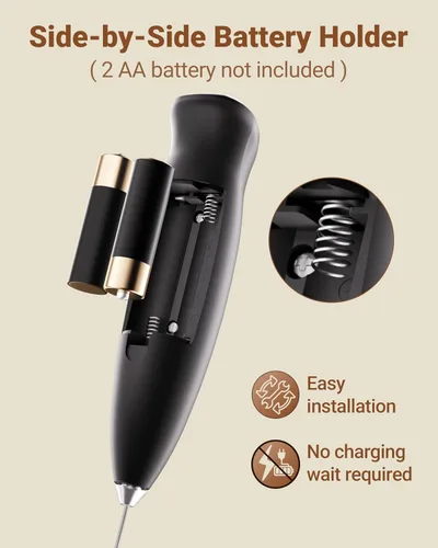 Miniatura 6 de Espumador de leche de mano, mezclador de bebidas, agitador de café de mano, espumador eléctrico para mezclador de café, varita con 2 batidores