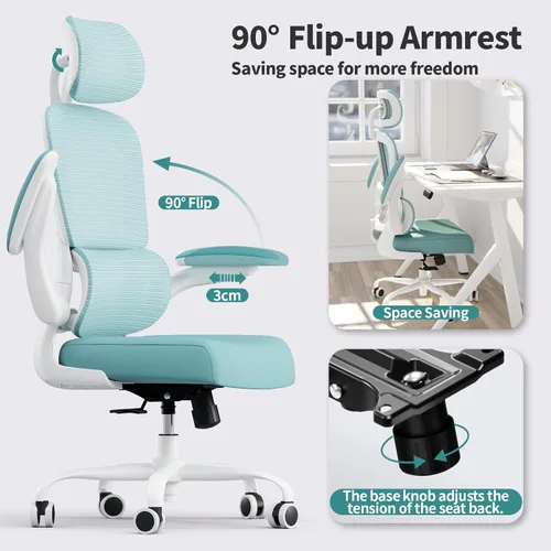 Miniatura 5 de TRALT Silla de oficina ergonómica de escritorio, 330 libras, sillas de escritorio de oficina de malla para el hogar con ruedas, cómodas sillas