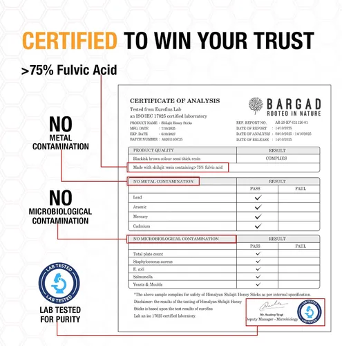 Miniatura 9 de Bargad Barras de Miel Pura de Shilajit del Himalaya con Azafrán – 30 unidades +75% de ácido fúlvico, +85 minerales traza Aumento natural