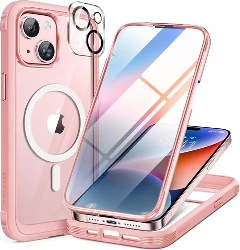 Miniatura 18 de Miracase Funda para iPhone 13 de 6.1 pulgadas, [sin burbujas] funda de teléfono de cuerpo completo con pantalla de vidrio completa integrada, sin