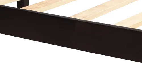 Miniatura 8 de Elegante cama de plataforma de tamaño individual con cabecero, base de cama de plataforma de madera maciza con soporte de listones de madera