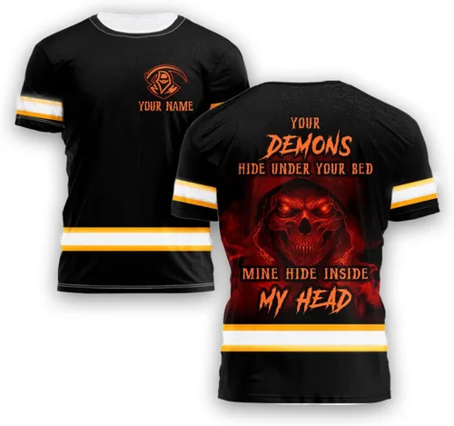 Maddly Polo de alta visibilidad con diseño de calavera y bandera de Estados Unidos, ropa de trabajo patriótica con nombre personalizado para Camisa