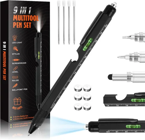 Miniatura 13 de Geniales regalos de bolígrafos para hombres, gadget de bolígrafo tecnológico multiherramienta 6 en 1 para él, regalo divertido para Navidad, Día