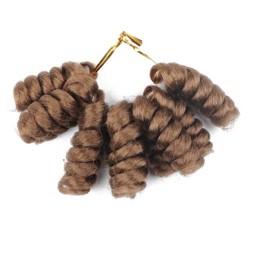 Miniatura 37 de Saniay - 3 paquetes de trenzas de ganchillo cortas trenzadas de ganchillo con espiral, rizos con espiral jamaicana, 20 mechones por paquete