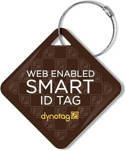 Dynotag Etiqueta de identificación inteligente habilitada para la web, etiqueta Delue Steel con bucle de acero trenzado, con DynoIQ y servicio de