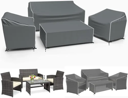 Miniatura 10 de Gasadar Funda Impermeable para Muebles de Exterior, Fundas de Juego de Muebles de Patio para Sofá Biplaza, Silla y Mesa de Centro, 600D Resistente
