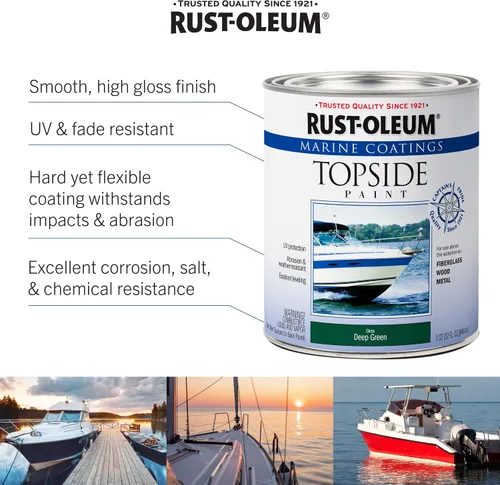 Miniatura 3 de Rust-Oleum 207005 Pintura para cubierta marina Marine Coatings, cuarto de galón, color gris acorazado