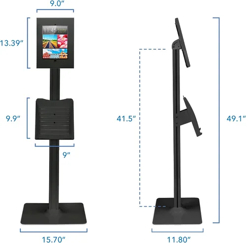 Miniatura 6 de Mount-It! Soporte de suelo antirrobo compatible con iPad, quiosco sin contacto con carcasa universal para iPads, soporte seguro de tableta con Negro