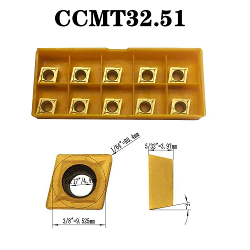 Miniatura 2 de 20 piezas CCMT09T304/CCMT32.51 Insertos de torneado de carburo, CCMT Insertos de repuesto de torno CNC multicapa recubiertos para torno de torneado