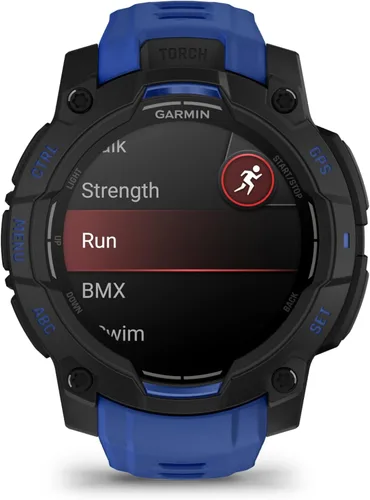 Miniatura 2 de Garmin Instinct® 3 – 45 mm, pantalla AMOLED, reloj inteligente GPS resistente para exteriores, linterna incorporada, colección Supernova Edición