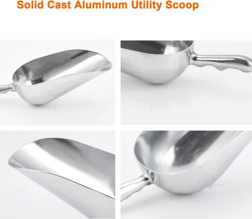 Miniatura 5 de Cuchara de aluminio fundido de 6 onzas, cuchara de hielo sólido de una pieza para cubitos de hielo, bar, cocina, cuchara multiusos de alimentos