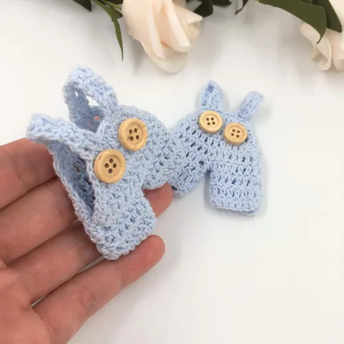 Miniatura 3 de 10 piezas mini ganchillo de punto general Jumper Favores Baby Shower Bautismo Bautizo Party Favores (azul)