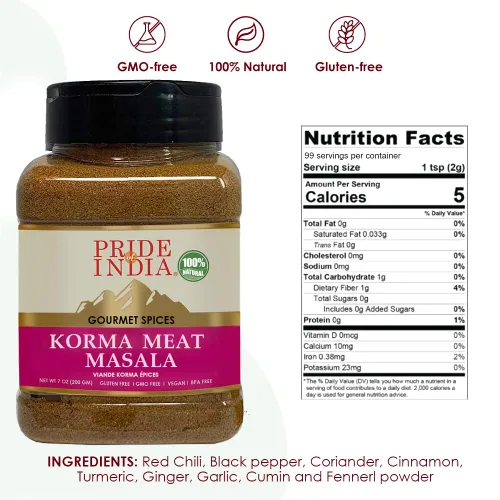 Miniatura 2 de Pride of India – Mezcla de condimentos Korma Meat Masala – Ideal para curry tradicional de carne/cordero – Gourmet y sabroso – Mezcla de especias