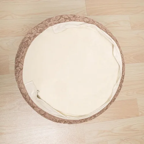 Miniatura 8 de Puf Otomano Redondo Relleno de 20x12 Pulgadas Silla Puf de Suelo para Sala de Estar y Dormitorio, Puf Otomano de Espuma Moderno, Reposapiés para Café