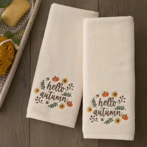 Miniatura 3 de SKL Home Juego de 2 toallas de mano bordadas con corona de otoño y Acción de Gracias, 100% algodón, decoración para baño, cocina, bar y regalo