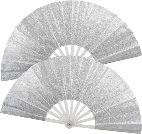 Miniatura 19 de 2 ventiladores plegables grandes de mano para hombres y mujeres, abanicos decorativos plegables, accesorios rave, utilizados para bailes, fiestas