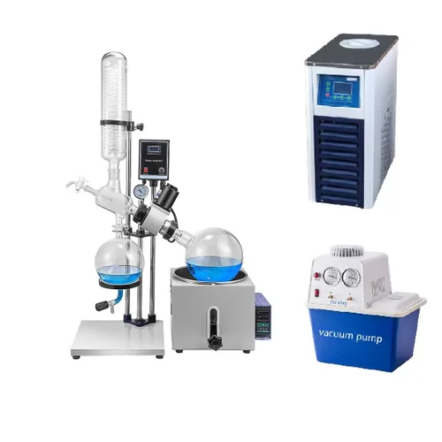 Miniatura 7 de Evaporador rotativo con bomba y enfriador, bomba de vacío de evaporador rotativo de laboratorio y condensador de trampa fría y elevación manual, 110