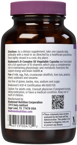 Miniatura 3 de Bluebonnet Nutrition B Complex 50 cápsulas vegetales, 100