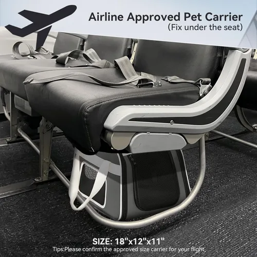 Miniatura 3 de PETSFIT Transportador para gatos aprobado por aerolíneas con ruedas diseñado para perros/gatos pequeños con cuerda de seguridad ajustable y ruedas