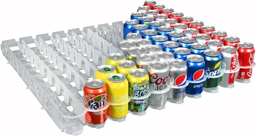 Display Technologies Visi-Slide - Organizador alimentado por gravedad para bebidas de anillo bajo de 12/16 onzas en estantes planos y angulados en