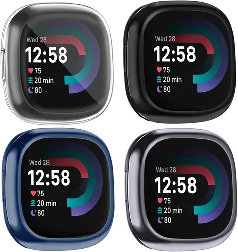 Miniatura 10 de [Paquete de 4] Funda protectora de pantalla compatible con Fitbit Sense 2 / Fitbit Versa 4, funda protectora completa de ajuste delgado, a prueba