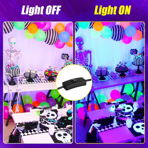 Miniatura 3 de Luz negra de 45 W, barra de luz negra LED con cable de 6.6 pies, brilla en la oscuridad de 28 x 28 pies, para fiesta brillante, decoración de neón