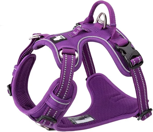 Miniatura 10 de TRUE LOVE Arnés para perro sin tirones de nylon reflectante para mascotas ajustable, control cómodo, colores brillantes Truelove TLH56512 Marrón