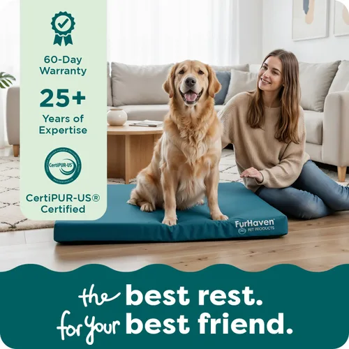 Miniatura 9 de Furhaven Cama ortopédica resistente al agua para perros grandes con funda extraíble lavable, para perros de hasta 95 libras – Colchón de lona Oxford