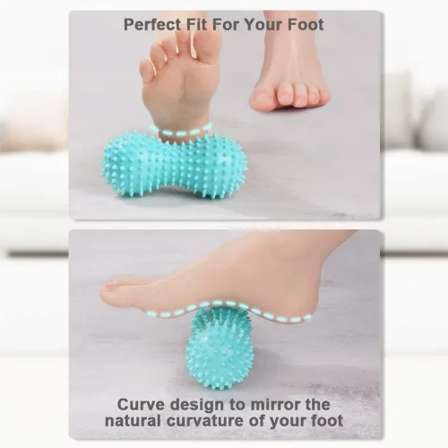 Miniatura 5 de URAQT Bola de masaje con puntas, juego de 3 rodillos duros de bolas de masaje con pinchos, bolas de masaje de terapia física profesional para 3 PZAS