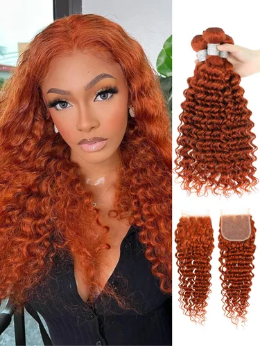 Miniatura 55 de P4/27 Cabello Humano Solitario de Onda Profunda con Reflejos Rubios Miel, 12A 100% Tejido Brasileño Virgen Ondulado Grueso con Mechas Ombre Marrón