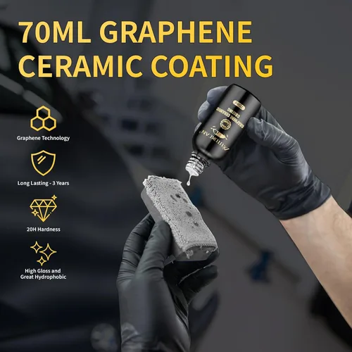 Miniatura 5 de Recubrimiento de cerámica de grafeno (70ml), kit avanzado de recubrimiento cerámico 20H para autos, nano recubrimiento de grafeno de alto brillo