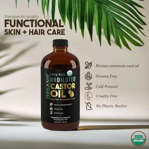 Miniatura 4 de Aceite de Ricino Orgánico BALM OF GILEAD para Hidratación de la Piel - Terapéutico Prensado en Frío, Certificado USDA 100% Puro, Botella de Vidrio