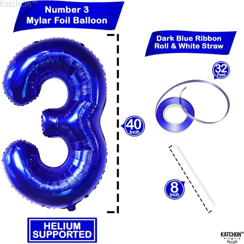 Miniatura 697 de KatchOn, Globo grande azul número 2 de 40 pulgadas Decoraciones de cumpleaños de Baby Shark para niño de 2 años Globo azul número 2 Globo