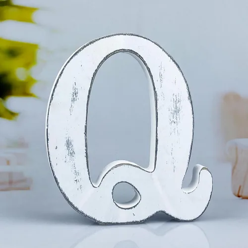 Miniatura 9 de Letras de madera rústica blanca de 6 pulgadas, letras de madera sin terminar para decoración de pared, letras de pie retro blancas blancas