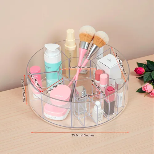 Miniatura 2 de Lonian Organizador de maquillaje giratorio de 360°, almacenamiento cosmético acrílico ajustable, organizadores de cosméticos y soporte de maquillaje