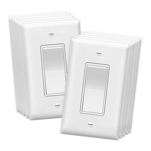 Miniatura 48 de ENERLITES Decorator Paddle Rocker Interruptor de luz, acabado brillante, un solo polo, 3 cables, tornillo de tierra, grado residencial, 15 A, 120