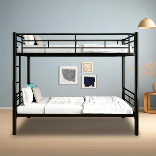 Miniatura 2 de Litera metálica de camas individuales con escalera, resistente y de servicio pesado, con 2 escaleras laterales, ahorro de espacio, no necesita