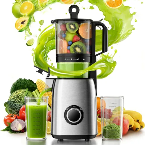 Miniatura 8 de Kismile Exprimidor de prensa en frío, máquina exprimidora de canal de alimentación de 5.6 pulgadas de ancho, exprimidor de masticación lenta de 300