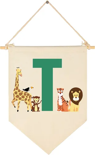 Miniatura 29 de Bandera personalizada de animales del bosque, regalos para bebé, niño, niña, recién nacido, banderín de safari de selva, letrero de pared, regalos