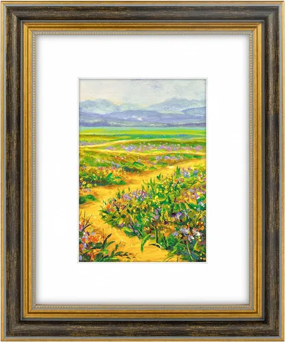 Golden State Art, Marco de fotos adornado de 8 x 10 pulgadas para fotos de 5 x 7 pulgadas con paspartú o impresiones de 8 x 10 sin paspartú, cristal