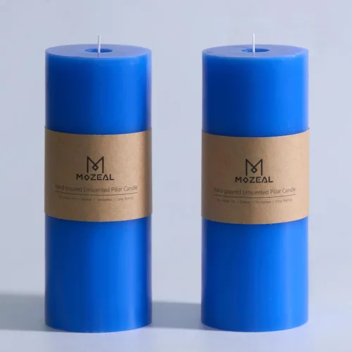 Miniatura 151 de MOZEAL Velas grandes sin perfume vertidas a mano de 3 x 8 pulgadas, sin humo, juego de 2, combustión lenta, sin goteo, aproximadamente 150 horas