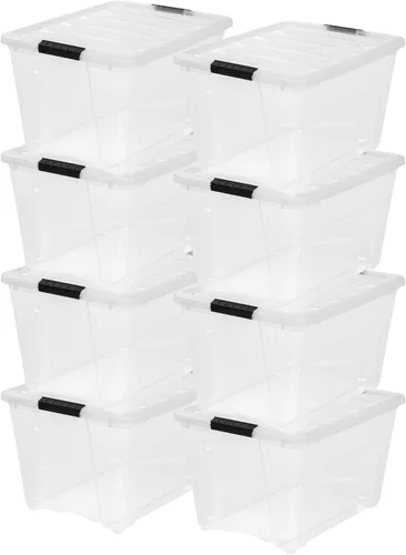 Miniatura 19 de IRIS USA - Contenedores de almacenamiento de plástico apilables de 40 cuartos de galón con tapas y hebillas de cierre, paquete de 4